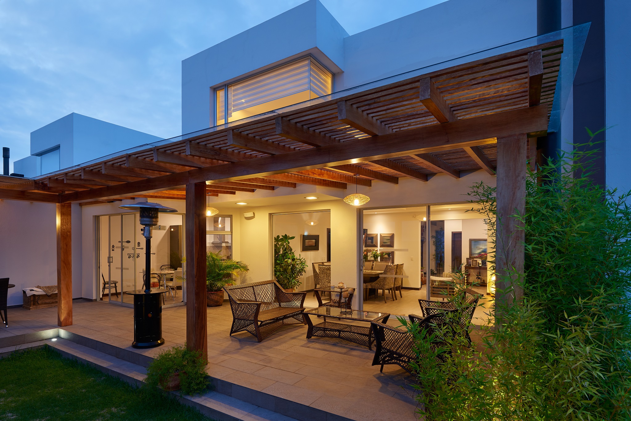 BackYard-Wood-Pergola-with-Electrical-and-Stone-wood-tile-deck